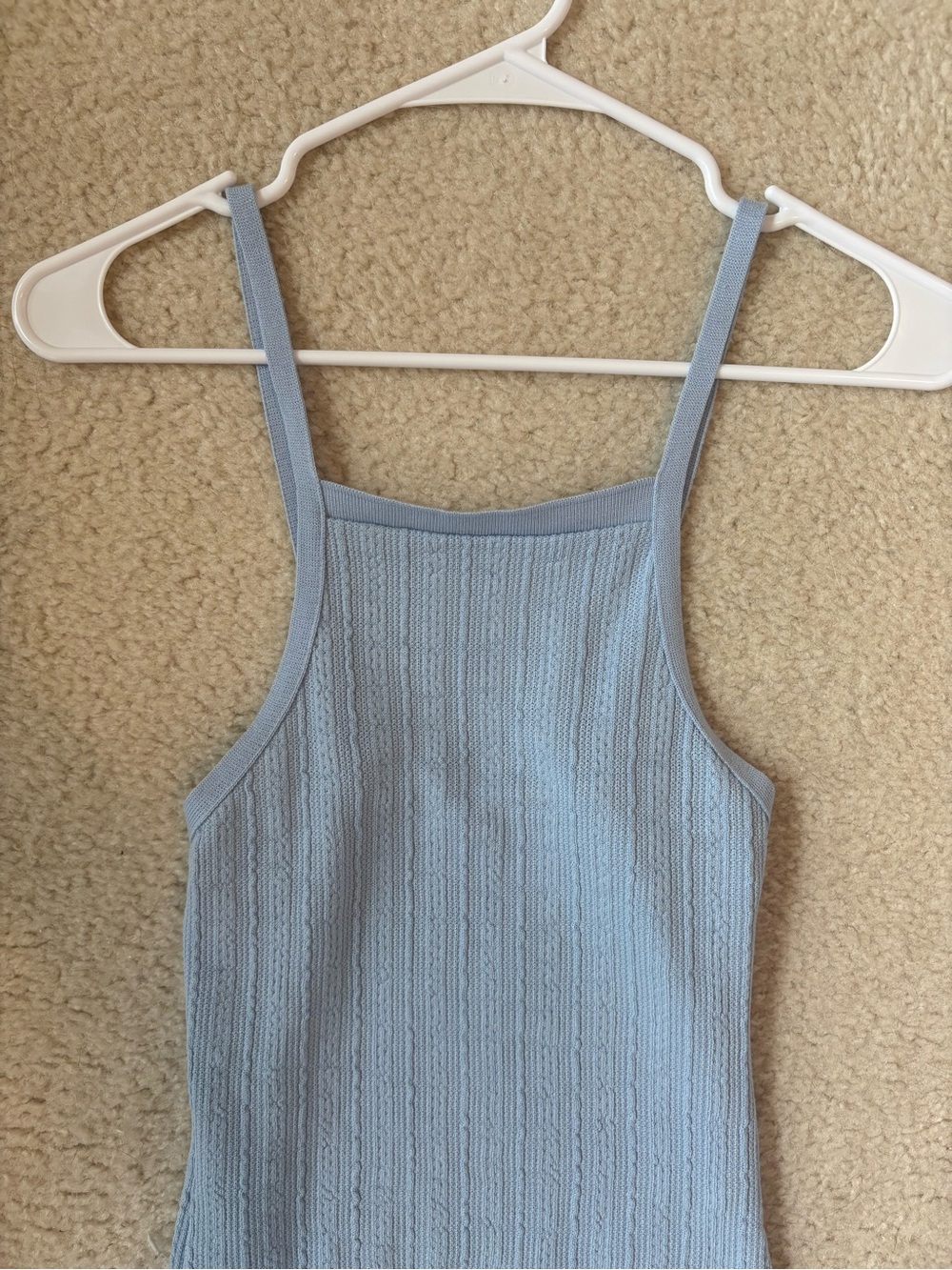 Zara Light Blue Ribbed Mini Tank Dress - Picture 2 of 4